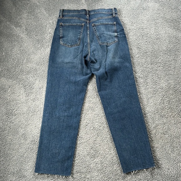 Old Navy Blue Wash Distressed Sky-Hi Straight Jeans - Picture 3 of 4